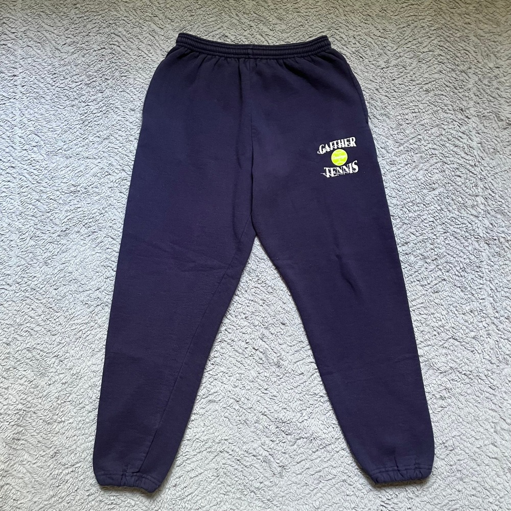 Vintage Jerzees Super Sweats Gaither Tennis Navy Blue Joggers Mens M Made In USA